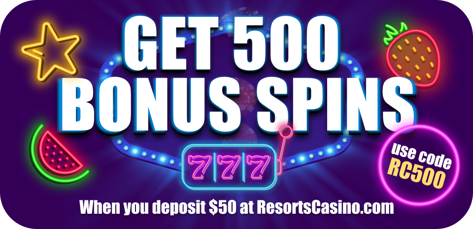 A custom image with a purple background with strawberry, star and watermelon icons with a large text "Get 500 Bonus spins"