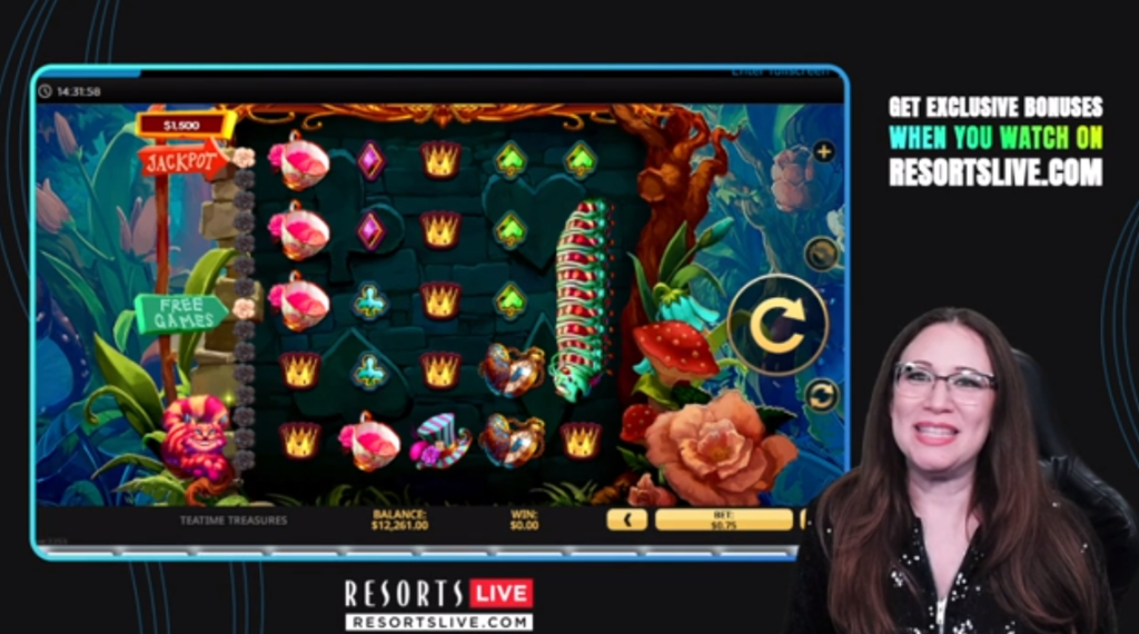 Resorts live casino image with Whitney Ullman hosting and playing Win with Whitn