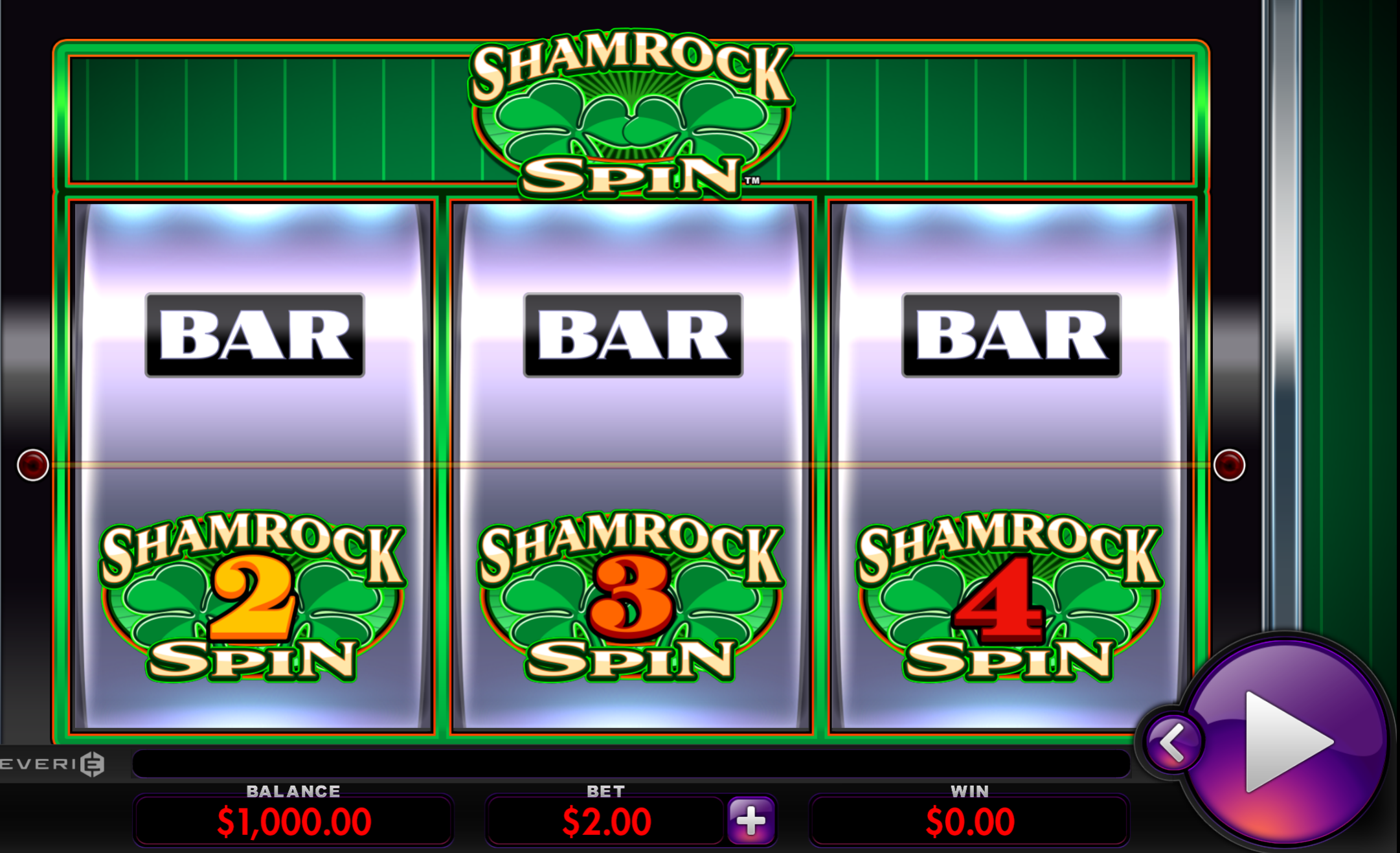 The slot features three reels with a chrome finish reminiscent of classic Vegas games